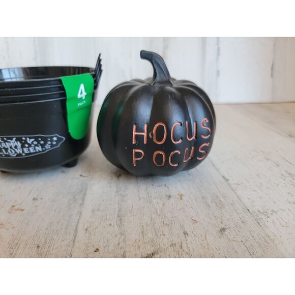 miniature Hocus pocus pumpkin cauldron basket Halloween set decor - Picture 3 of 8